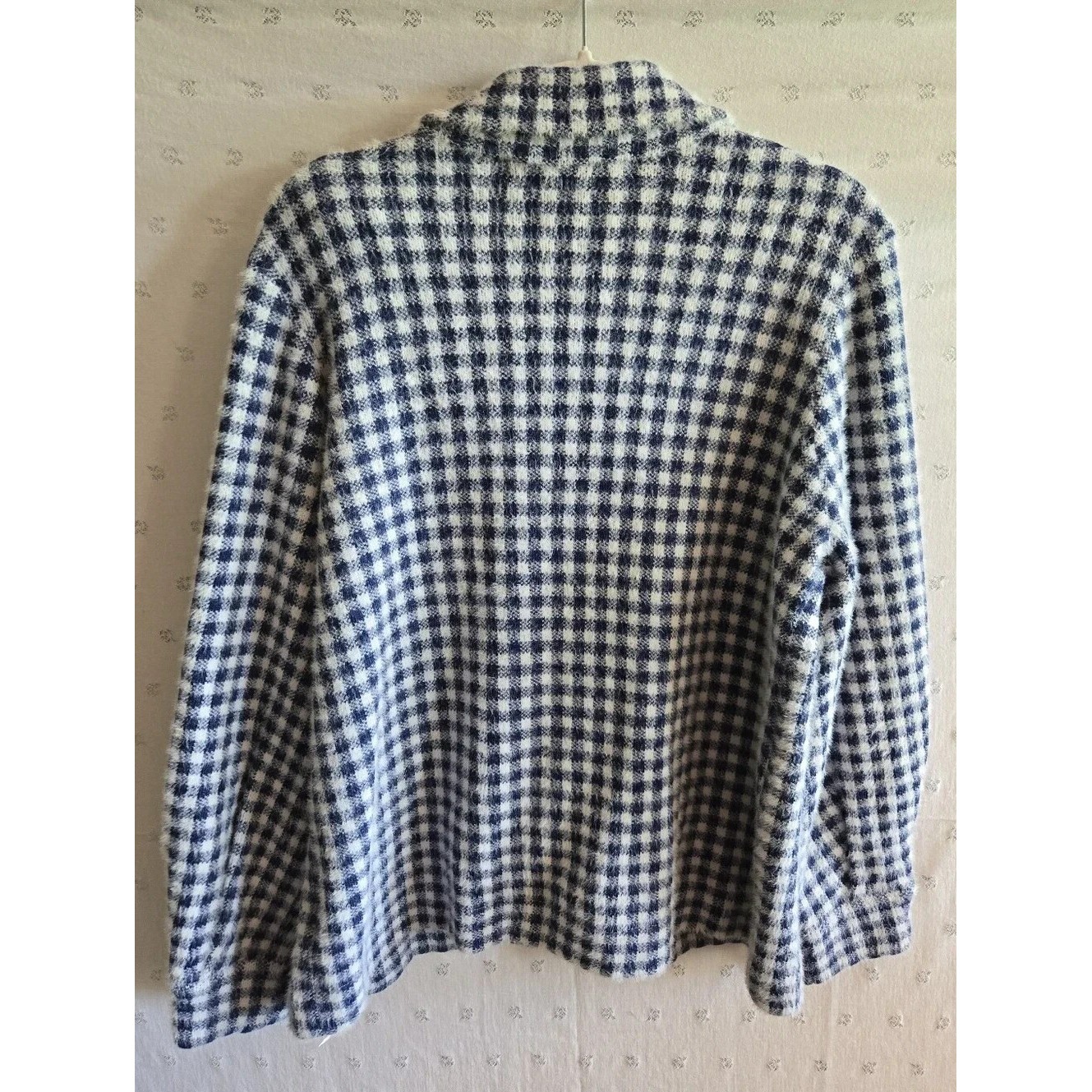 Nwt Max Studio Navy Blue & White Plaid Check Button-Up Jacket Size L — image 3 of 7